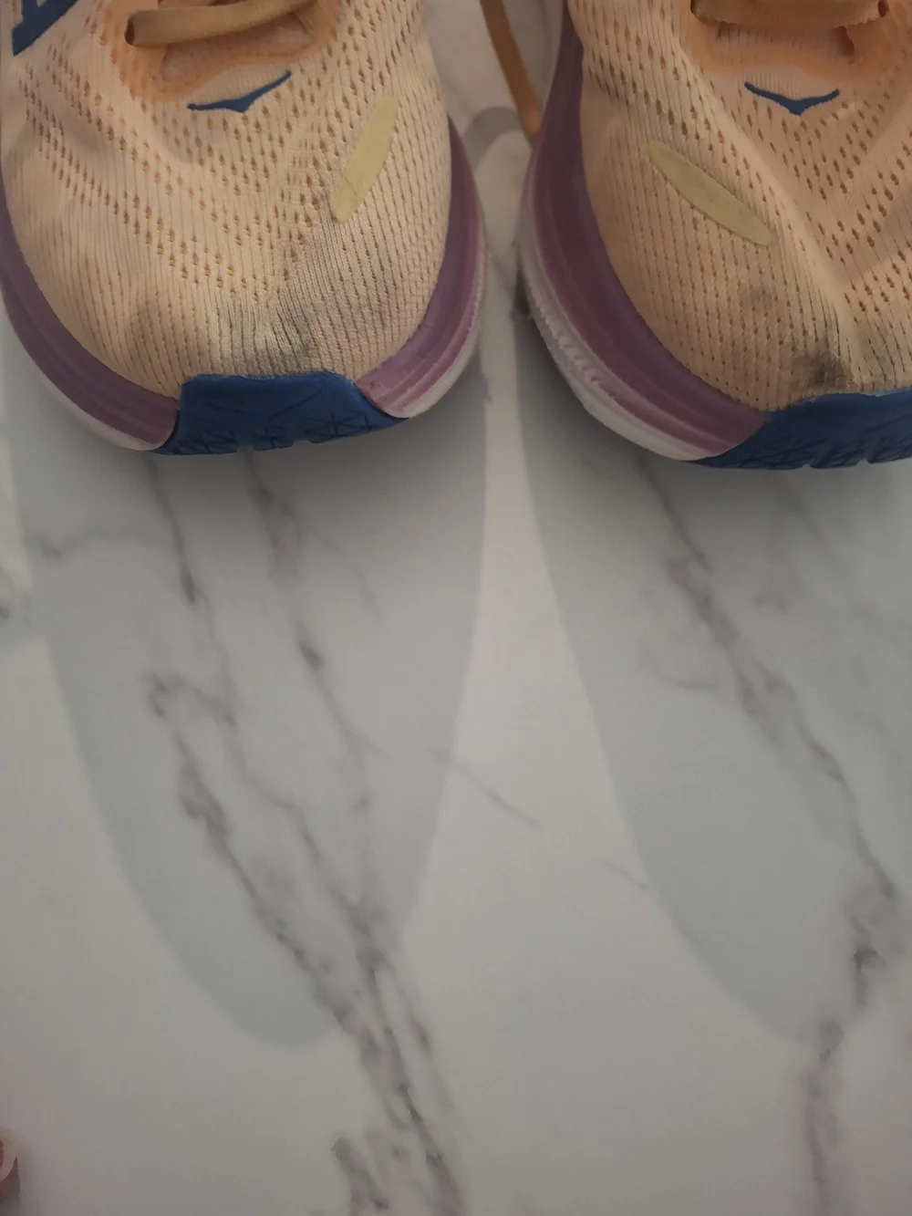 Hoka Women's Peach and Purple Running Sneakers with Blue Logo